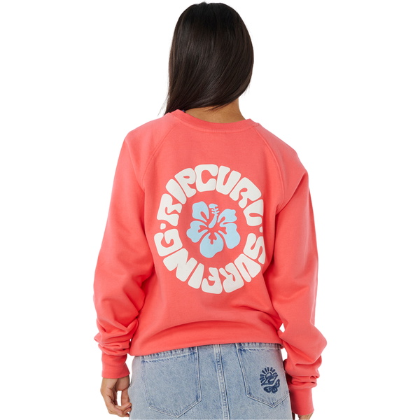 2025 Rip Curl Dame Luxe Surf Raglan Afslappet Crew 0ARWFL - Watermelon